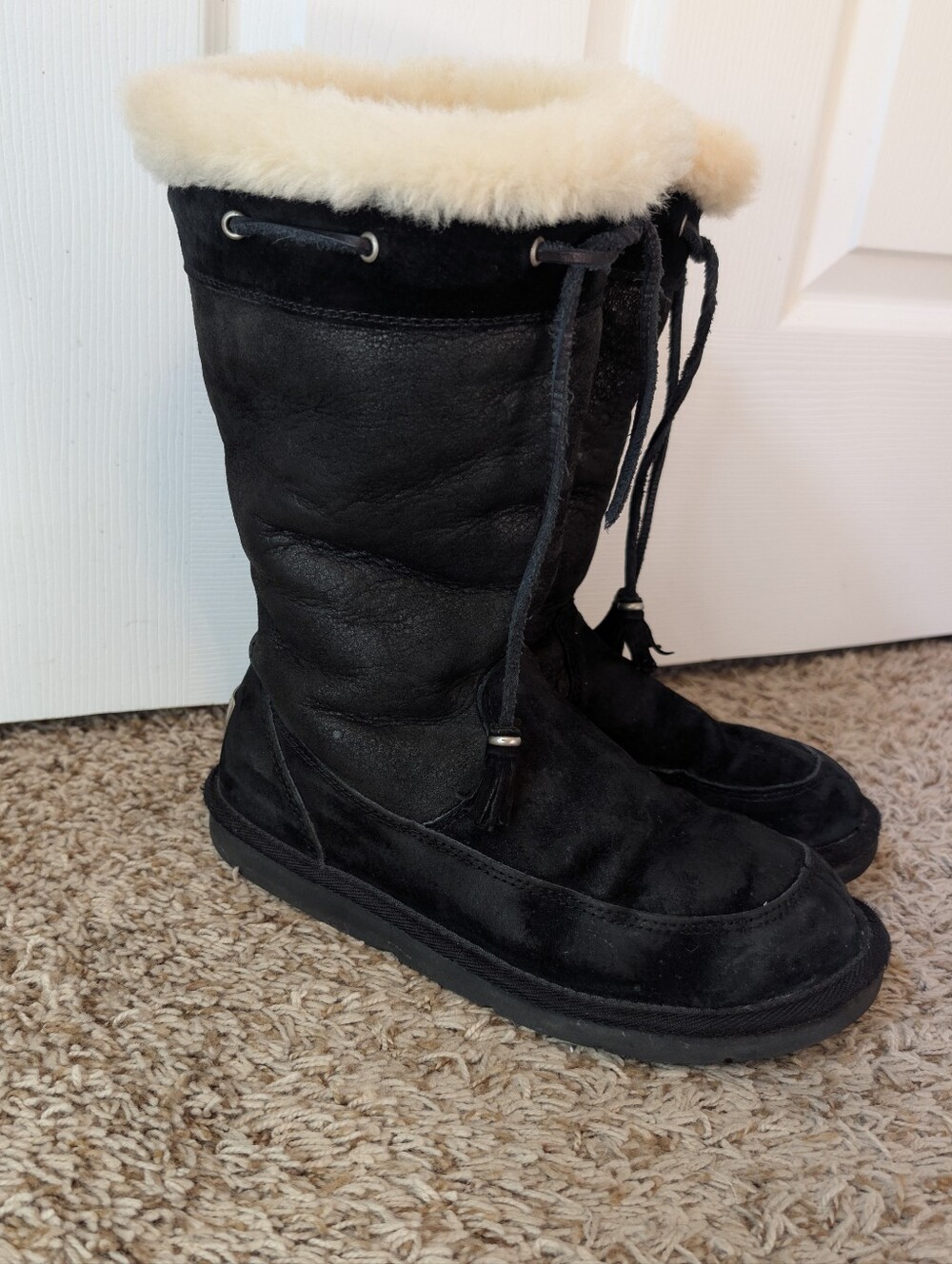 UGG Australia Suburb Suede Sheepskin Mid-Calf Boots- Size US 7